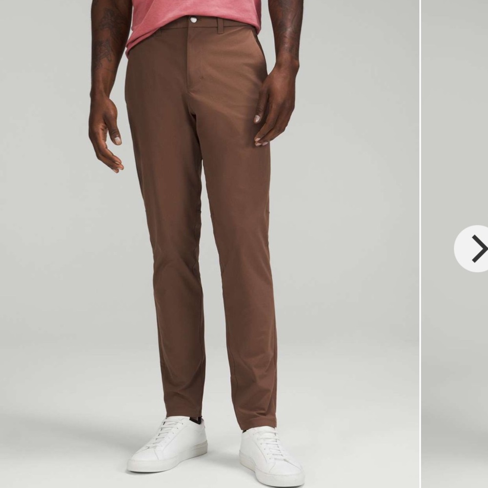Lululemon Commission Slim-Fit Pants Mens Size 32x30 Warpstreme Brown Office Golf